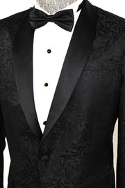 Shawl Lapel Floral Patterned Black Men Prom Blazer - Wessi