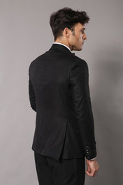 Shawl Lapel Patterned Black Men Wedding Suit | Wessi