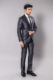 Shiny Navy Blue Men's Suit | Wessi