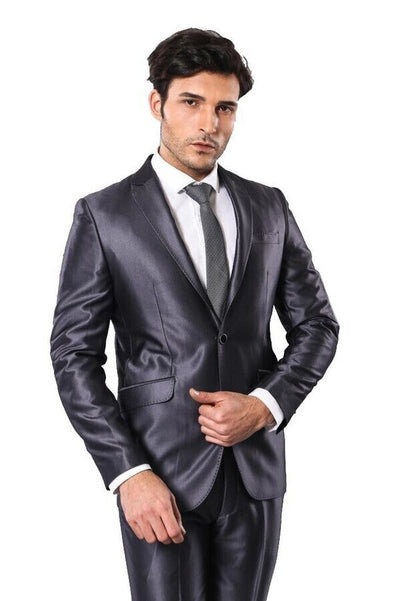 Shiny Navy Blue Men's Suit | Wessi