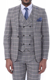 Single Button Peak Lapel 3-Piece Suit in Beige- Wessi