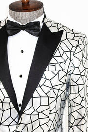 Slim Fit Black Patterned Grey Men Prom Blazer - Wessi