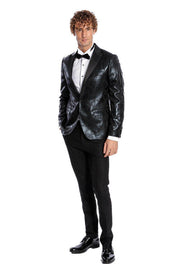 Patterned Slim Fit Black Men's Prom Blazer - Wessi