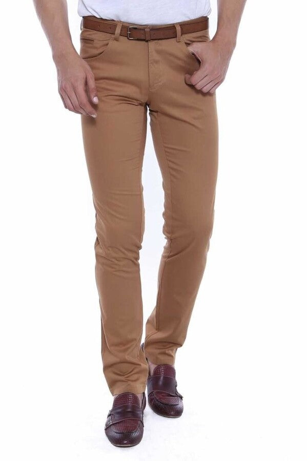 Slim Fit Cotton Brown Men Pants - Wessi