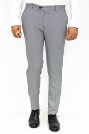 Slim Fit Houndstoodh Pattern Grey Men Pants - Wessi