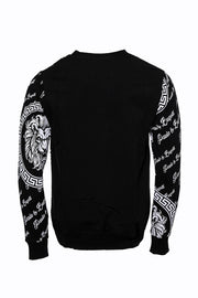 Slim Fit Patterned Black Sweatshirt - Wessi