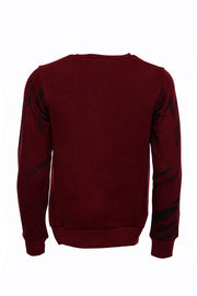 Slim Fit Patterned Burgundy Sweatshirt - Wessi