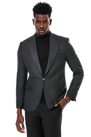 Slim Fit Patterned Dark Green Men Blazer - Wessi