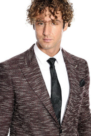 Slim Fit Patterned Sport Burgundy Men Blazer - Wessi