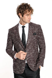 Slim Fit Patterned Sport Burgundy Men Blazer - Wessi