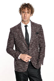 Slim Fit Patterned Sport Burgundy Men Blazer - Wessi