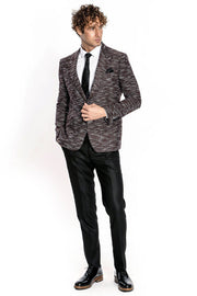 Slim Fit Patterned Sport Burgundy Men Blazer - Wessi