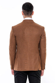 Slim Fit Patterned Tawny Men Blazer - Wessi