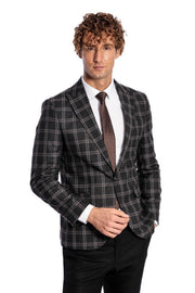 Slim Fit Peak Lapel Black Men Blazer - Wessi