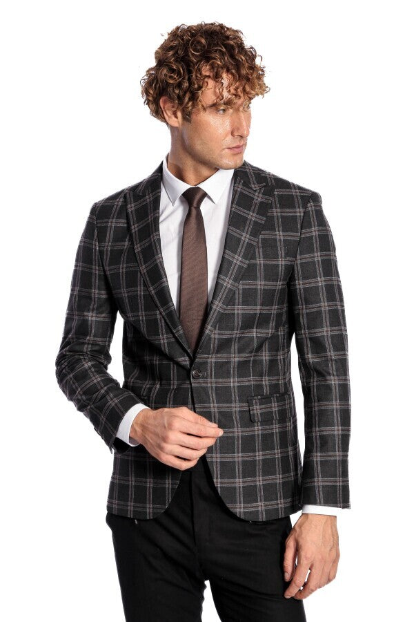 Black and white checkered mens blazer best sale