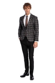 Slim Fit Peak Lapel Black Men Blazer - Wessi