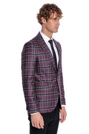 Slim Fit Peak Lapel Purple Men Blazer - Wessi