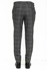 Slim Fit Plaid Anthracite Men Pants - Wessi