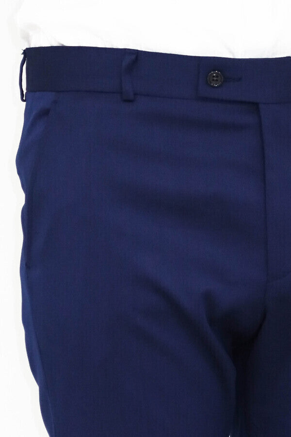 Slim Fit Plain Blue Men Pants - Wessi