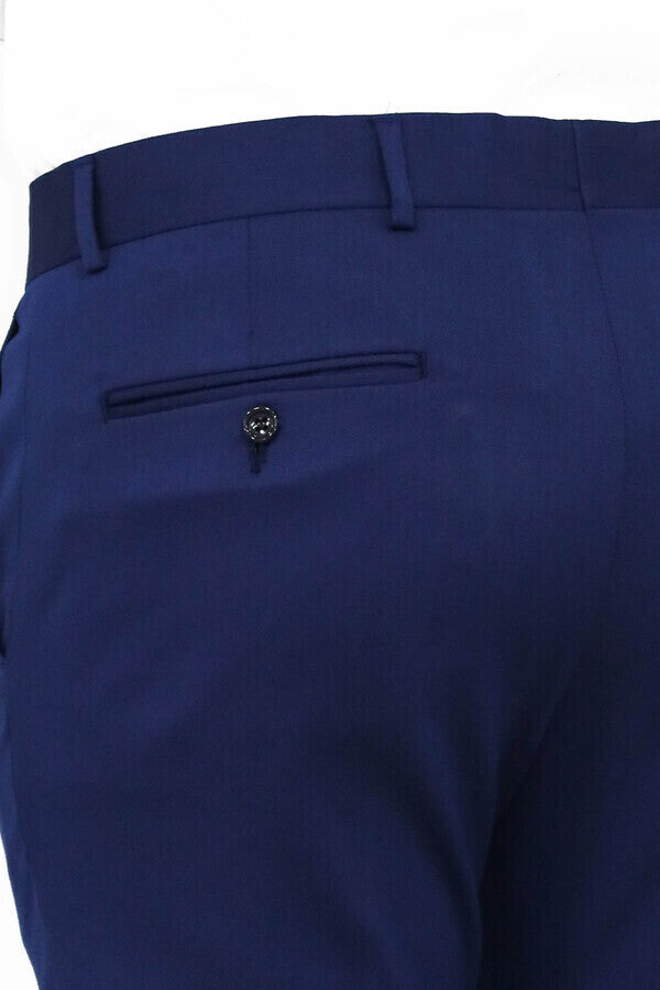 Slim Fit Plain Blue Men Pants - Wessi