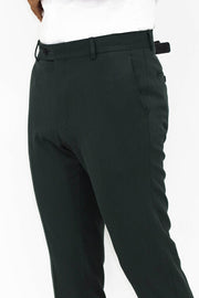 Slim Fit Plain Dark Green Men Pants - Wessi