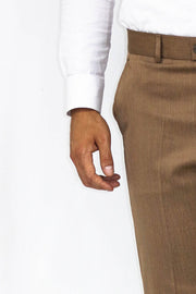 Slim Fit Plain Tan Men Pants - Wessi