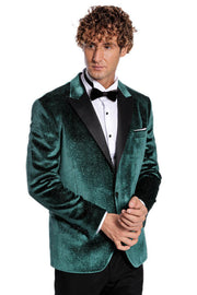 Sparkle Slim Fit Velvet Green Men Prom Blazer - Wessi