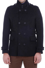 Standing Collar Cachet Short Black Men Coat - Wessi