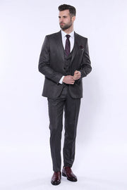 Striped Black Vested Suit - Wessi