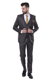 Striped Brown Vested Suit | Wessi