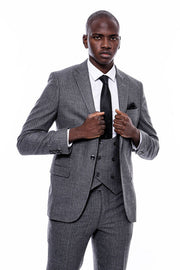 Striped Grey Double Breasted Suit - Wessi