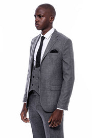 Striped Grey Double Breasted Suit - Wessi