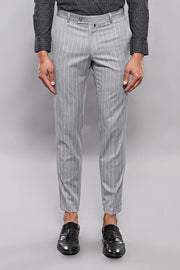 Striped Grey Men Trousers - Wessi