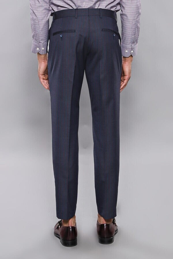 Striped Navy Blue Men Trousers - Wessi