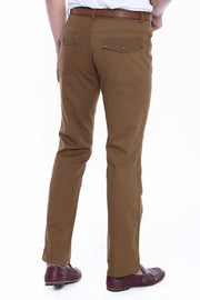 Suede Flap Pockets Plain Cotton Brown Men Pants - Wessi