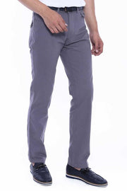 Suede Flap Pockets Plain Cotton Grey Men Pants - Wessi