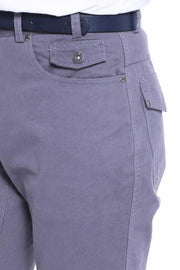 Suede Flap Pockets Plain Cotton Grey Men Pants - Wessi