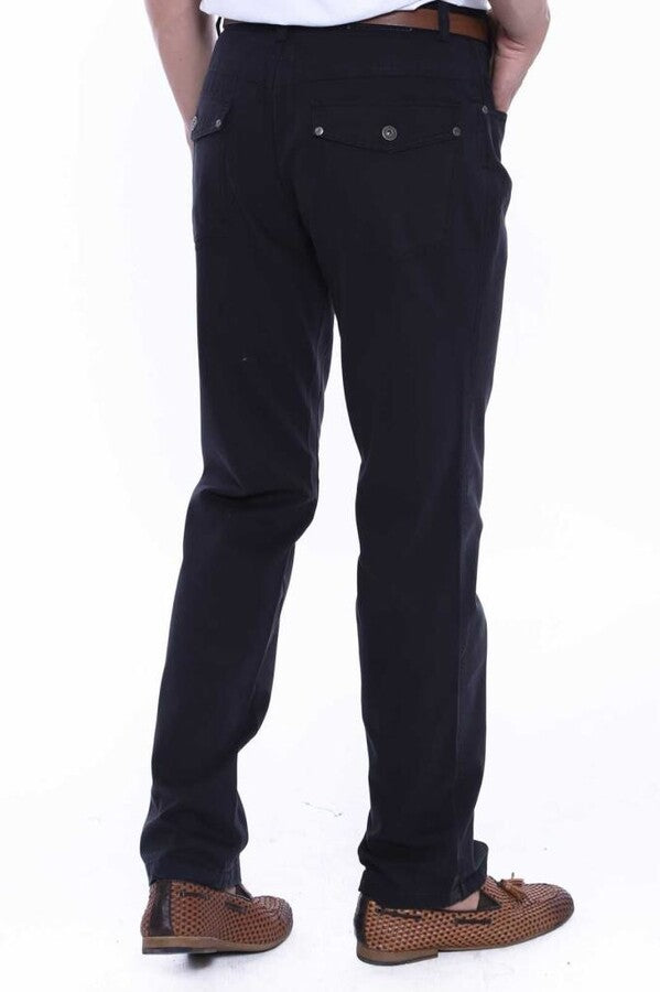 Suede Plain Covered Pocket Black Men Pants - Wessi