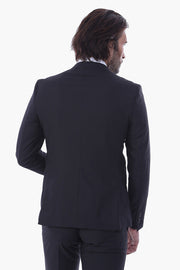 Two Piece Slim Fit Black Men Suit - Wessi