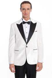 Velvet Slim Fit White Men Prom Blazer - Wessi