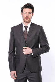 Vested Brown Patterned Men's Suit | Wessi