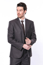 Vested Brown Patterned Men's Suit | Wessi