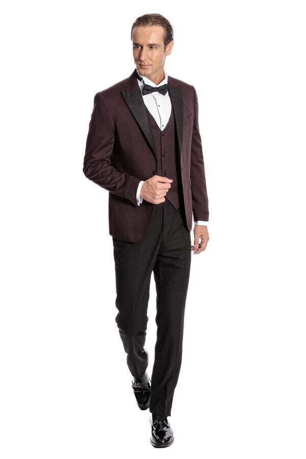 Vested Burgundy Tuxedo | Wessi