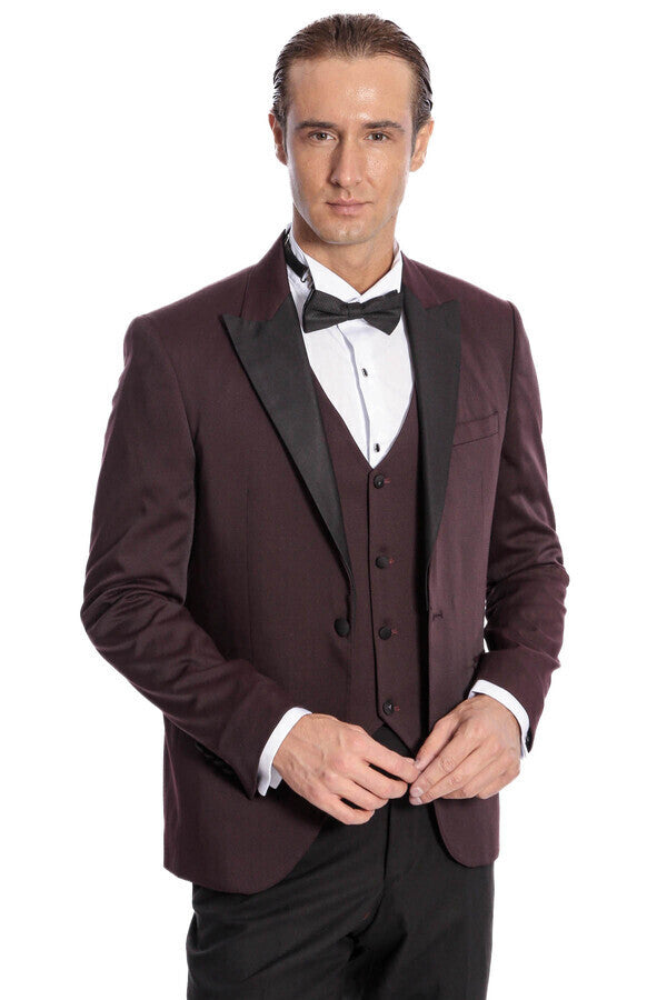 Vested Burgundy Tuxedo | Wessi