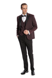 Vested Burgundy Tuxedo | Wessi