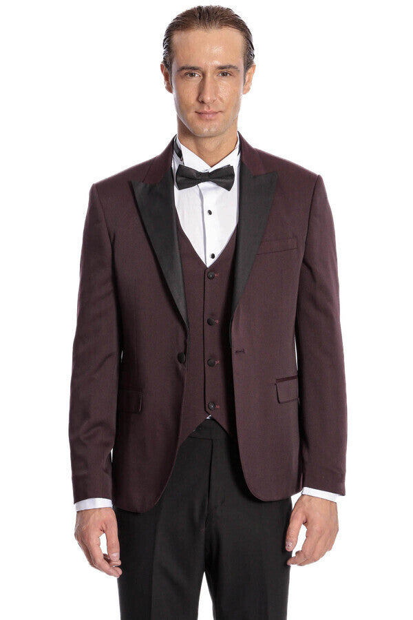 Vested Burgundy Tuxedo | Wessi