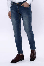 Washed Dark Blue Men Jean Pants - Wessi