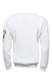 White Crew Neck Printed Sweatshirt - Wessi