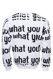 White Printed Circle Neck Sweatshirt - Wessi