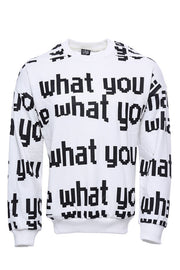 White Printed Circle Neck Sweatshirt - Wessi